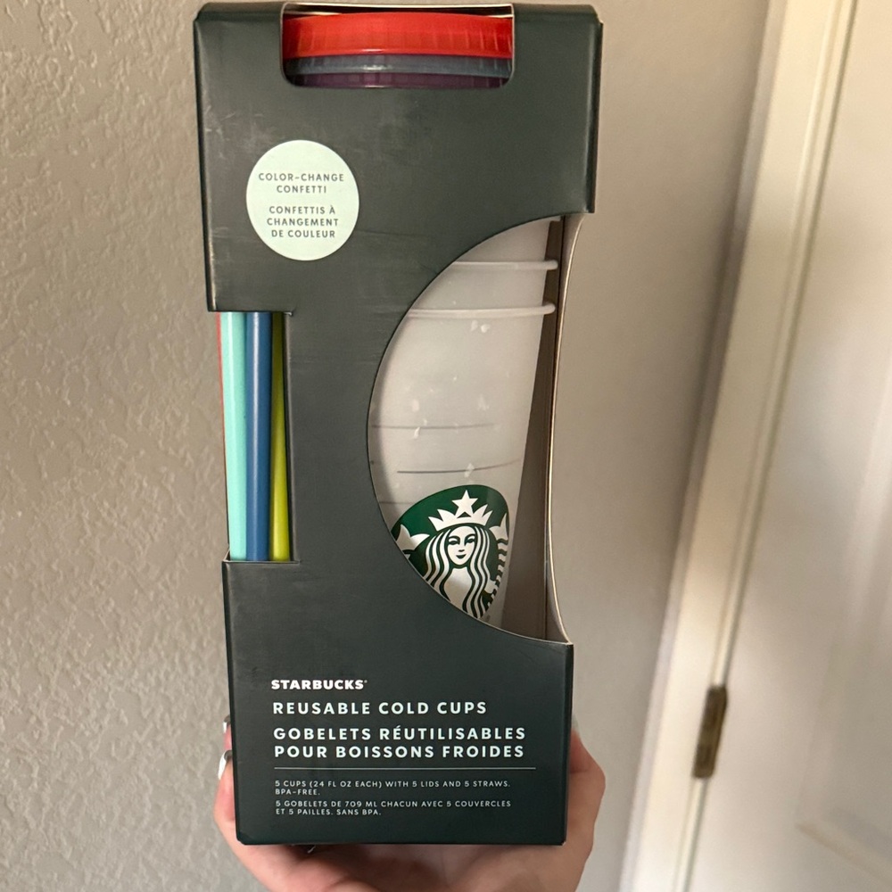 Starbucks Colorful Reusable Cold Cups with Lids and Straws confetti!